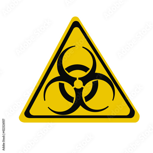 Sign symbol quarantine zone area Stop Novel Coronavirus outbreak covid 19 2019 nCoV, vector quarantine biohazard Sign biological. Flat illustration. Stock Vector Illustration
