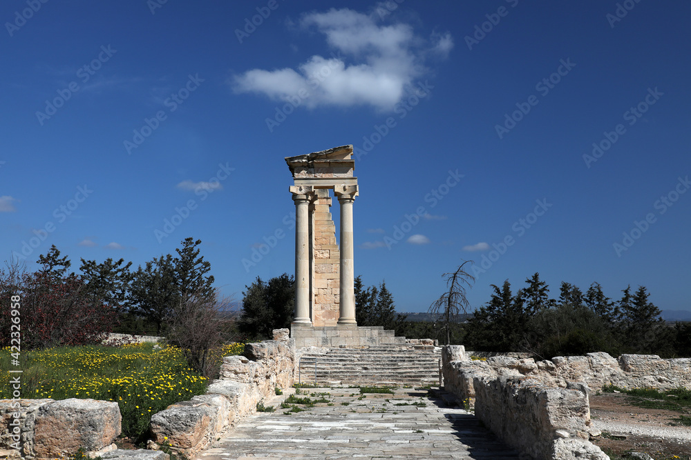 Ancient temple remains in the Sanctuary of Apollon Hylates in Episkopi, Limassol, Cyprus.