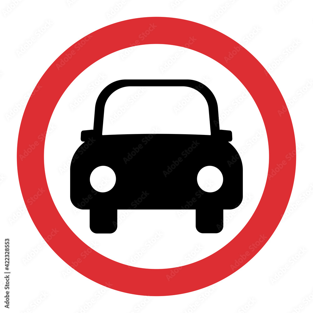Circle Prohibited Sign For No Car Vector ESP10