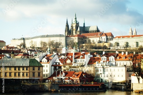 View from the embankment to the old town of Prague