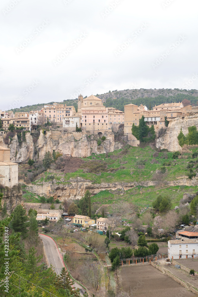 Vertical photography of part of the Cuenca city, in Spain.
