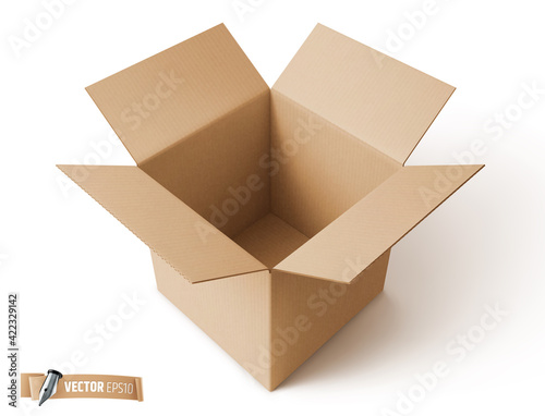 Boîte en carton vectorielle sur fond blanc