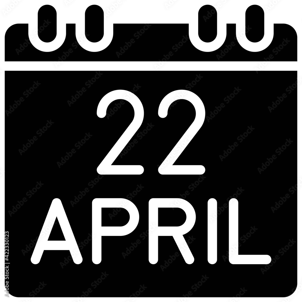 April 22 Calendar icon, Earth Day related vector April 22 Calendar icon, Earth Day related vector