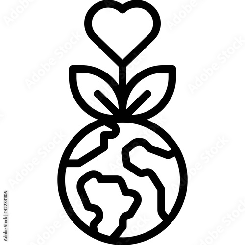 Flower on small Earth globe icon, Earth Day related vector