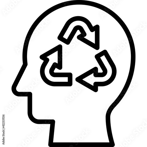 Head with Recycling symbol inside icon, Earth Day related vector