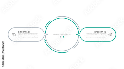 Vector infographic thin line design with circle and icons. Business concept with 2 options or steps.