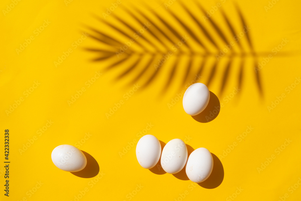 Easter scene with white eggs
