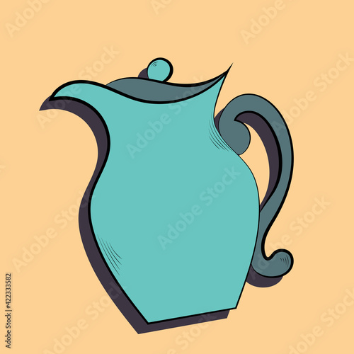 jug hand drawing symbol icon outline flat illustration on light background. Vector