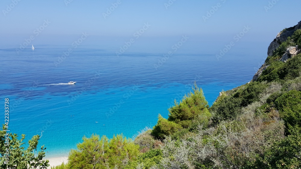 great view of the turquoise Eonian Sea on the island of Lefkada great view of the turquoise Eonian Sea on the island of Lefkada