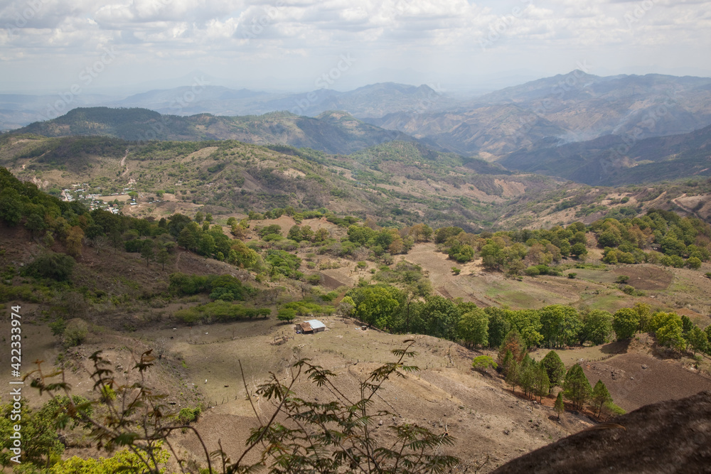 view from the top of the mountain over the landscape in Nicaragua