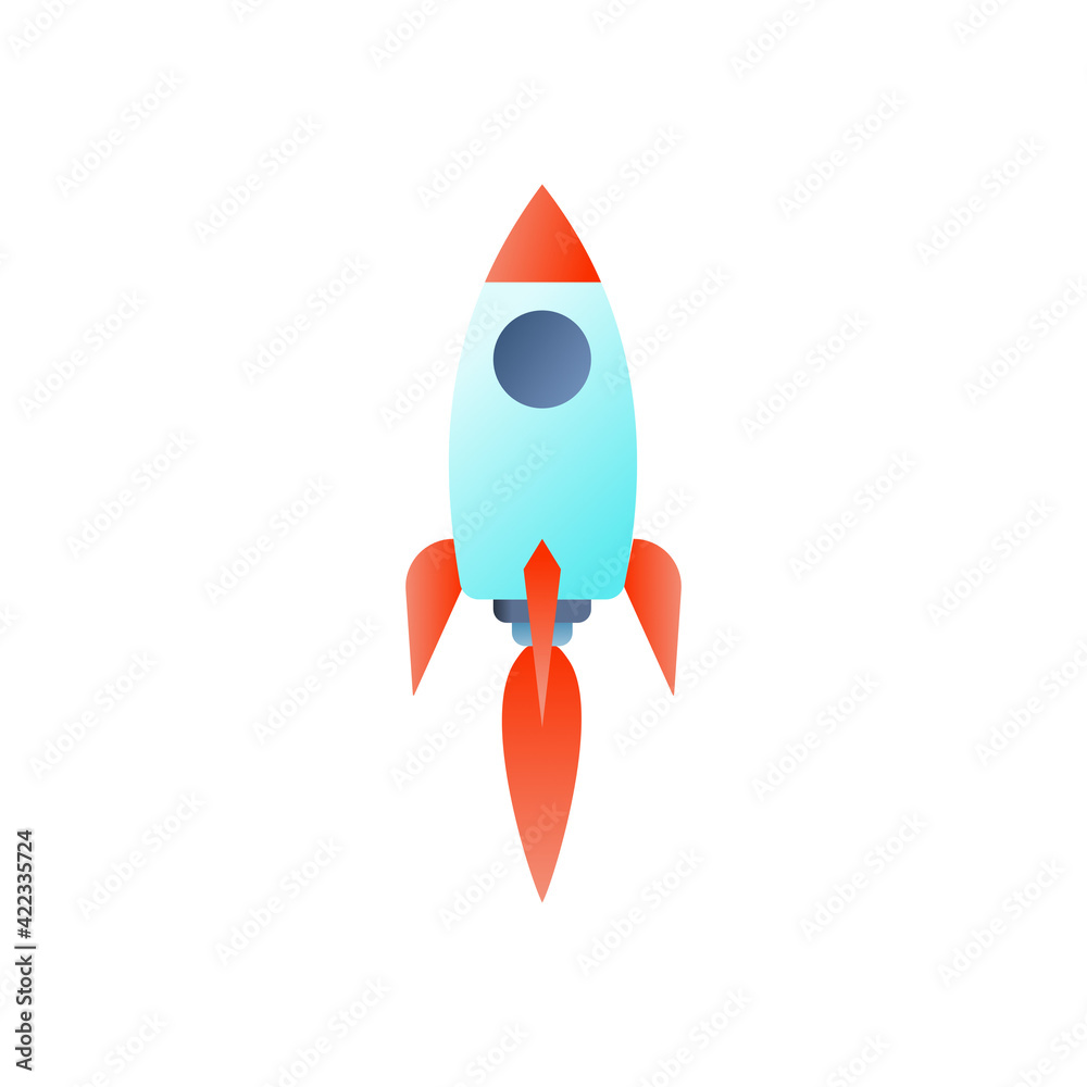 Vector illustration concept rocket launch. Space ship icon in flat style. Vector illustration concept rocket launch. Space ship icon in flat style.