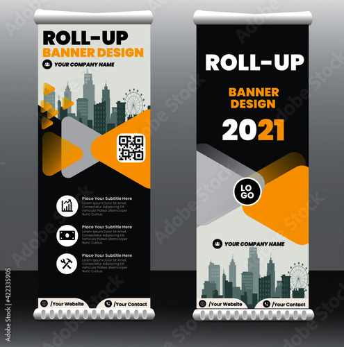 roll up banner design ,Business banner roll up template vector ,stranded banner template ,Modern banner ,rectangle size.