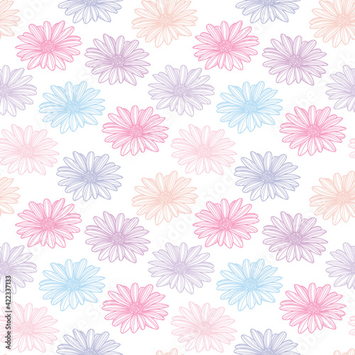 Cute colorful pastel floral seamless repeat pattern