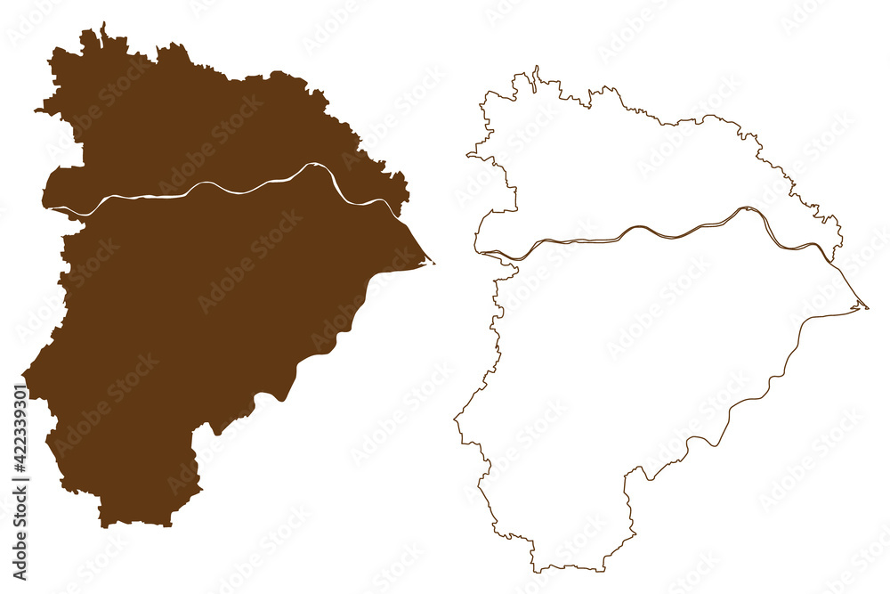 Altotting district (Federal Republic of Germany, rural district Upper Bavaria, Free State of Bavaria) map vector illustration, scribble sketch Altotting map
