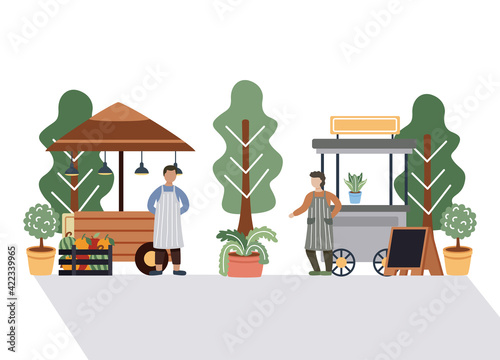 salesmen with kiosks