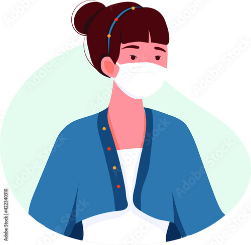 People wearing medical mask Vector Illustration concept. Flat illustration isolated on white background.