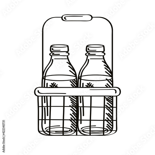 bottles milk basket