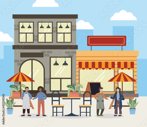 people and stores