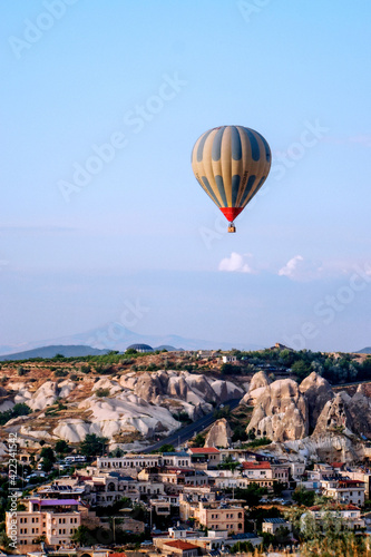 Hot air ballon over turkish city
