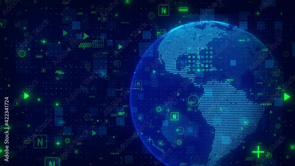 technology earth infographics animation