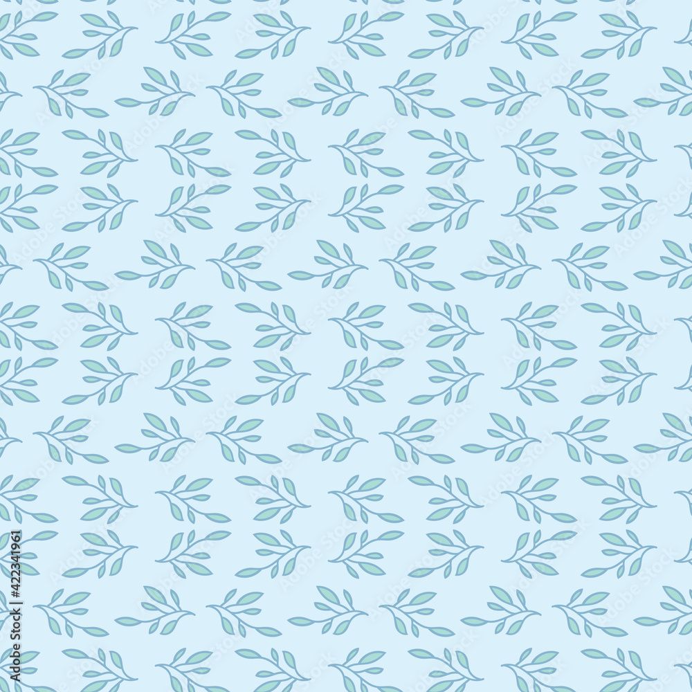 Blue leaf seamless repeat pattern vector design