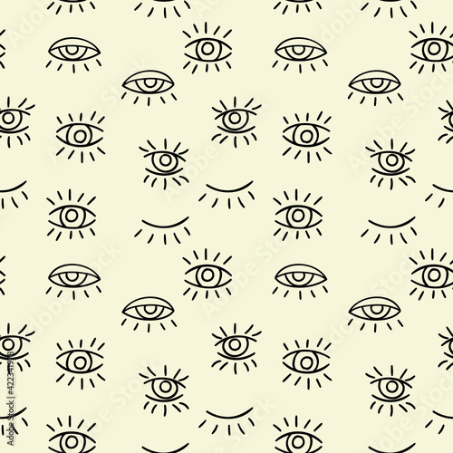 Fototapeta Naklejka Na Ścianę i Meble -  Eyes seamless abstract repeat pattern vector with eye elements