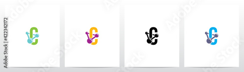 Molecule Stuck On Letter Logo Design C