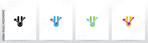 Molecule Stuck On Letter Logo Design U