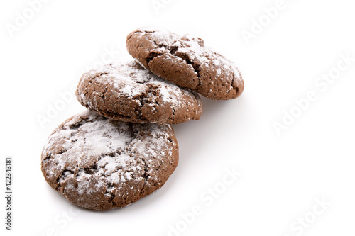 Homemade chocolate cookies on white background. Dessert. 