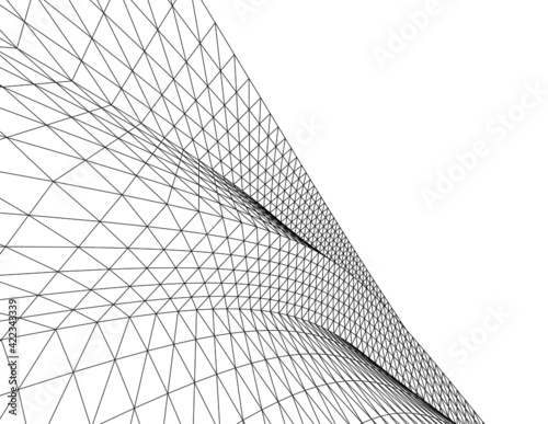 Abstract wired geometric shape 3d