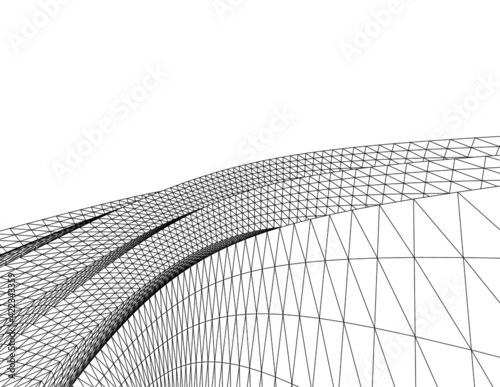 Abstract wired geometric shape 3d