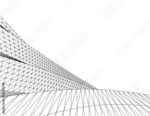 Abstract wired geometric shape 3d