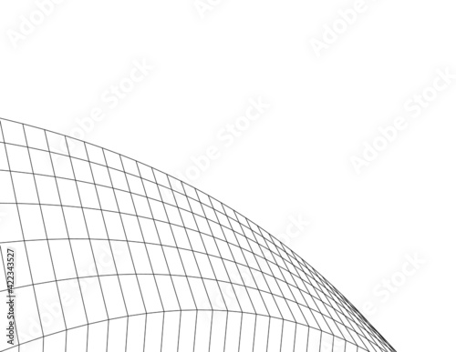Abstract wired geometric shape 3d
