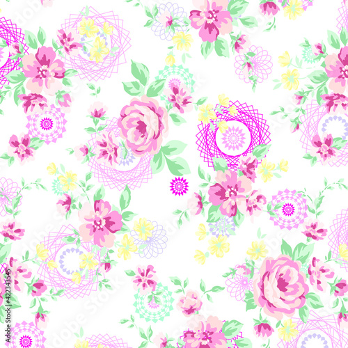 Fototapeta Naklejka Na Ścianę i Meble -  Vector illustration of a beautiful floral bouquet. Liberty style. fabric, covers, manufacturing, wallpapers, print, gift wrap.