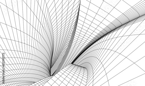 Abstract wired geometric shape 3d