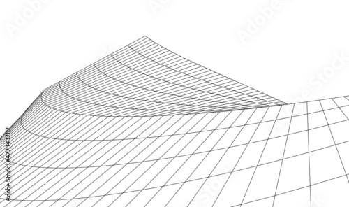 Abstract wired geometric shape 3d