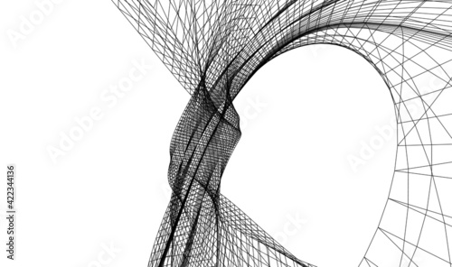 Abstract wired geometric shape 3d