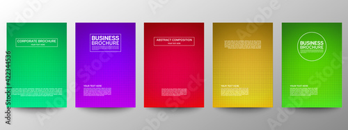 Cover geometric minimal. Set. Vector abstract line pattern for poster design. Set of templates for business brochures. Cool gradients. Graphic pattern for annual album backdrop.