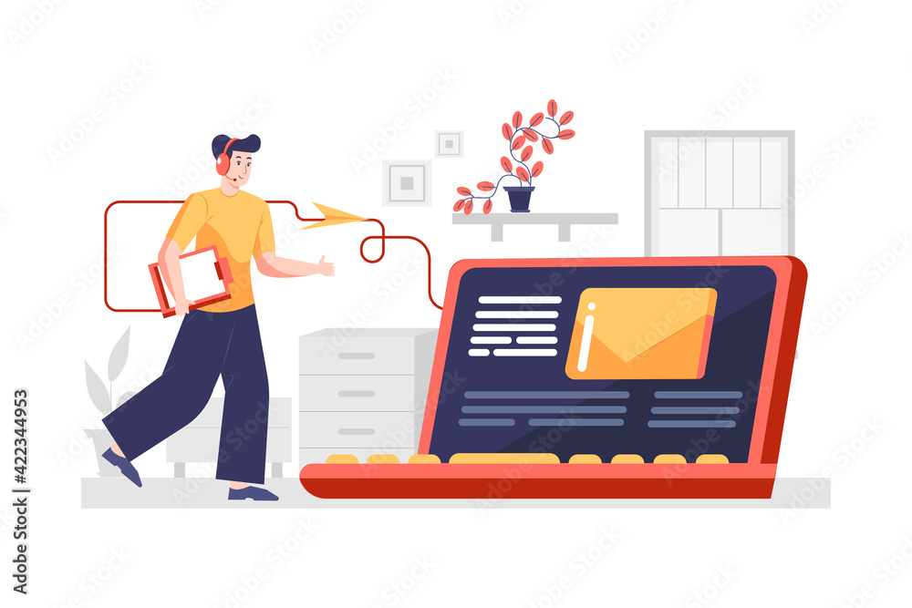 Receiving message quickly Vector Illustration concept. Flat illustration isolated on white background. Receiving message quickly Vector Illustration concept. Flat illustration isolated on white background.