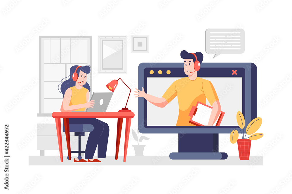 Streaming call service Vector Illustration concept. Flat illustration isolated on white background. Streaming call service Vector Illustration concept. Flat illustration isolated on white background.