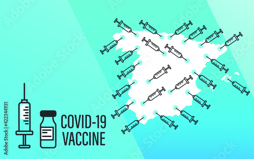 vaccination time, healthcare concept background, banner. Coronavirus Concept With  spain Flag.