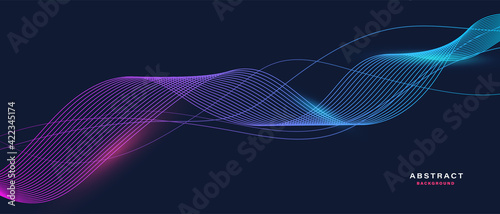Abstract background with flowing particles. Dynamic waves. vector illustration. 