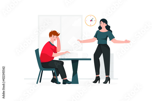 Two people working together in a stressful atmosphere.