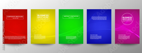 Cover geometric minimal. Set. Vector abstract line pattern for poster design. Set of templates for business brochures. Cool gradients. Graphic pattern for annual album backdrop.