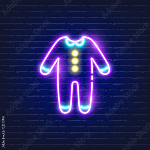 Baby romper neon icon. Glowing Vector illustration of child signs for design. Children concept.