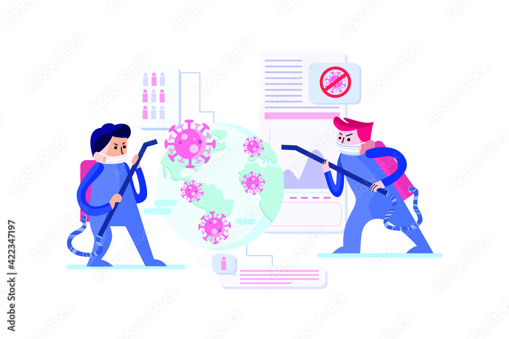 Obraz premium Coronavirus Outbreak Vector Illustration concept. Flat illustration isolated on white background.