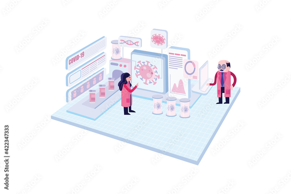 Corona Virus Research Team Vector Illustration concept. Flat illustration isolated on white background. Corona Virus Research Team Vector Illustration concept. Flat illustration isolated on white background.