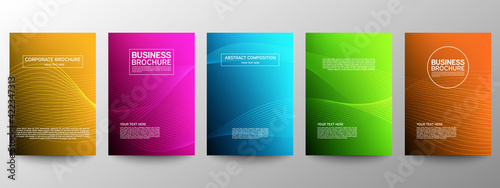 Cover geometric minimal. Set. Vector abstract line pattern for poster design. Set of templates for business brochures. Cool gradients. Graphic pattern for annual album backdrop.
