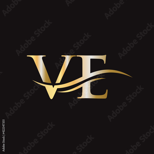 VE Letter Linked Logo for business and company identity. Initial Letter VE Logo Vector Template. photo