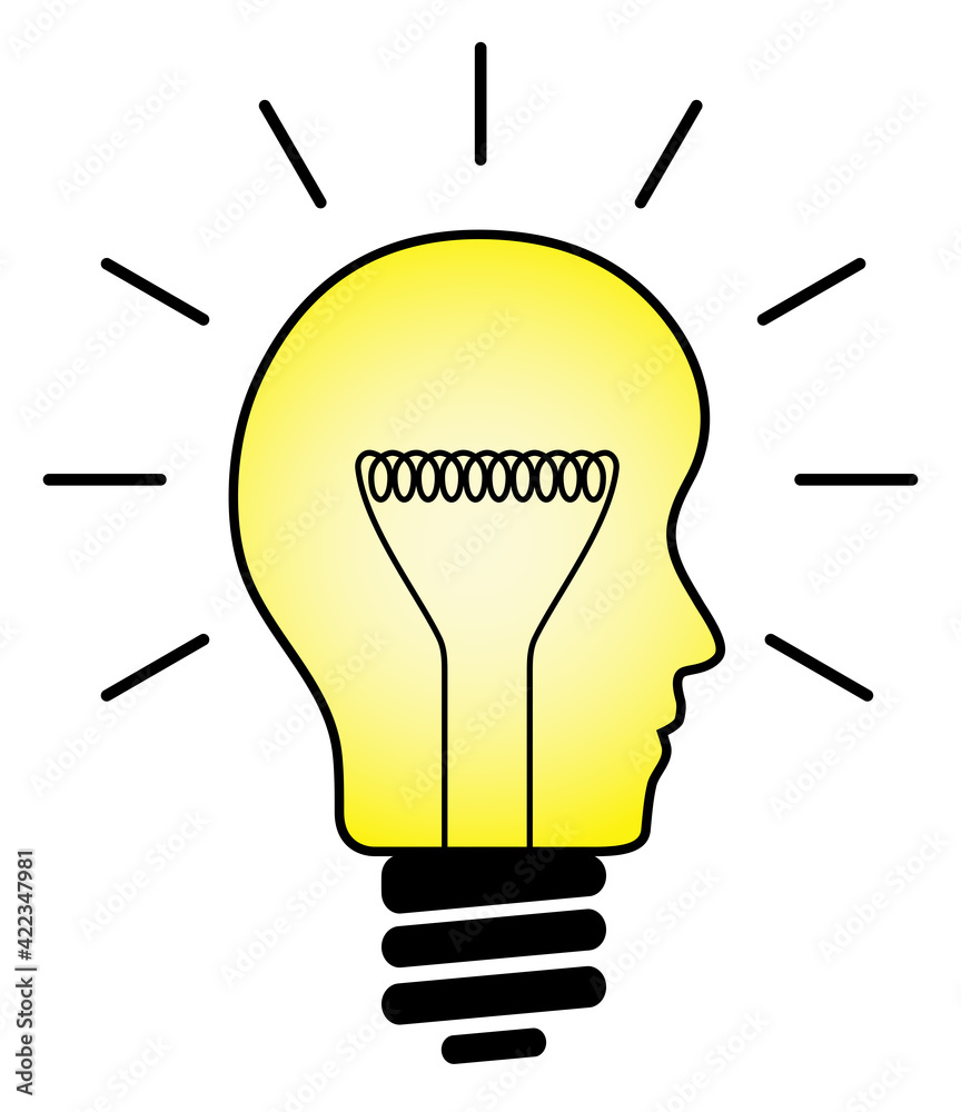Head shaped lightbulb vector illustration. Creative thinking business concept design with human head to use in idea, strategy, success and creative thinking projects and printing materials. Head shaped lightbulb vector illustration. Creative thinking business concept design with human head to use in idea, strategy, success and creative thinking projects and printing materials.